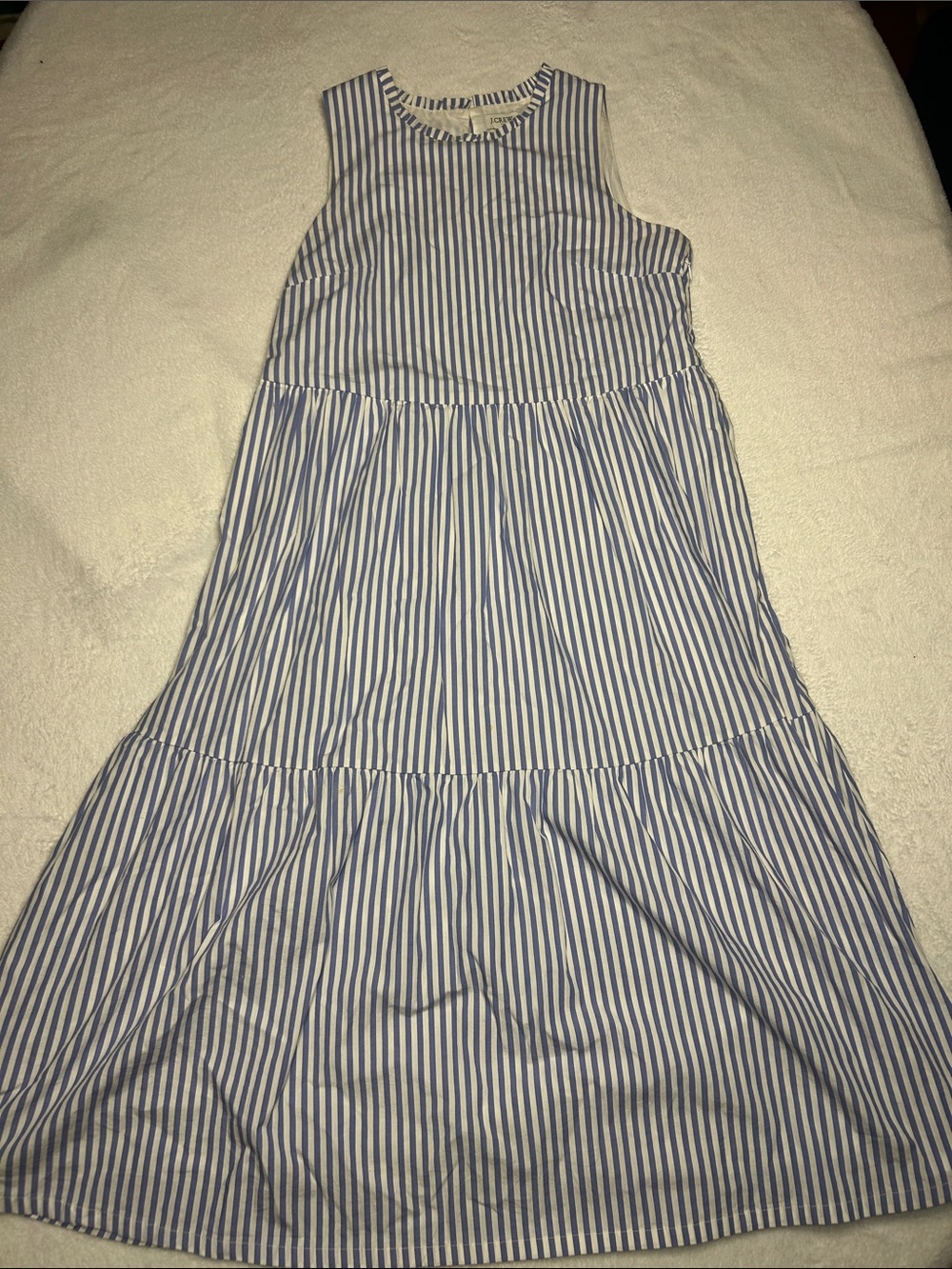 J. Crew Sleeveless Blue and White Striped Maxi Dress-Size 2